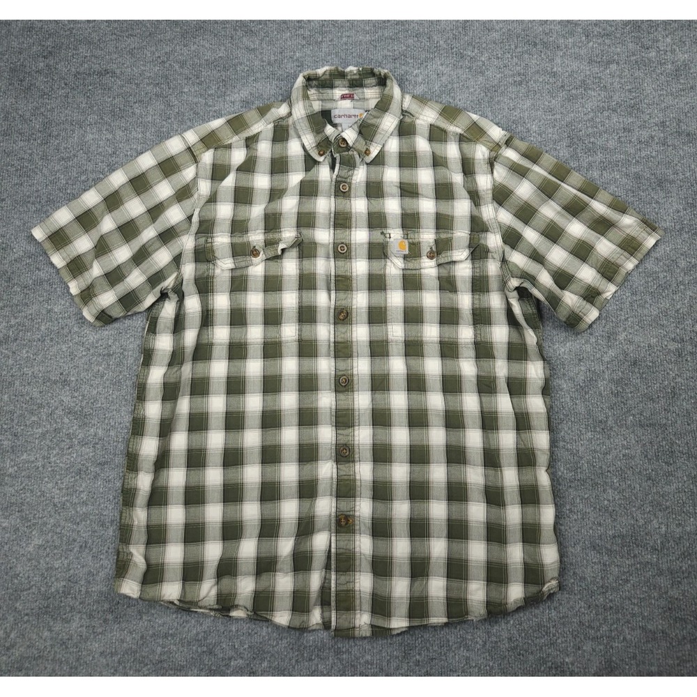 Carhartt Fort Plaid Shirt Mens Large Plaid Relaxed Button Up Short Sleeve